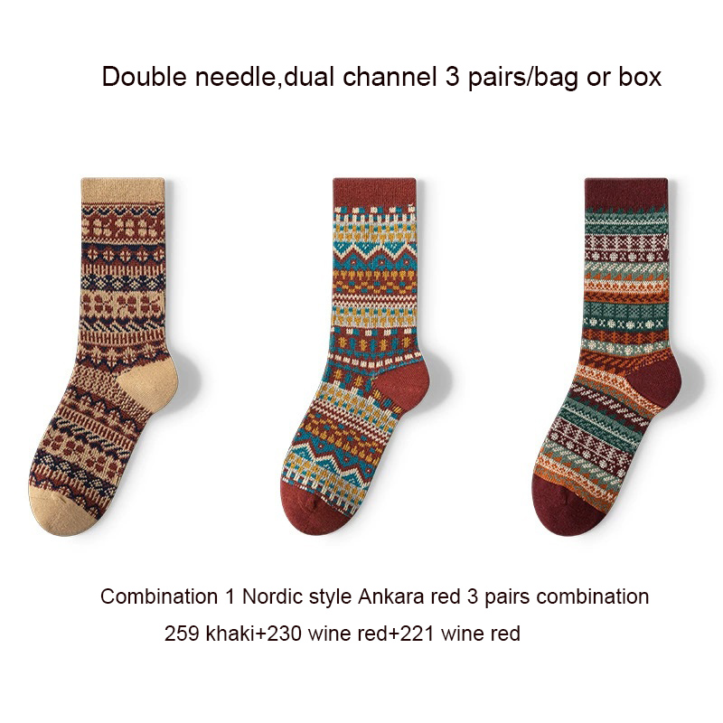 Nordic StyleS Women Combination 1  Ankara Red 3 PairsCombination